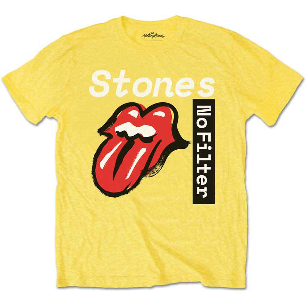The Rolling Stones Men's T-Shirt No Filter Text Yellow (L)