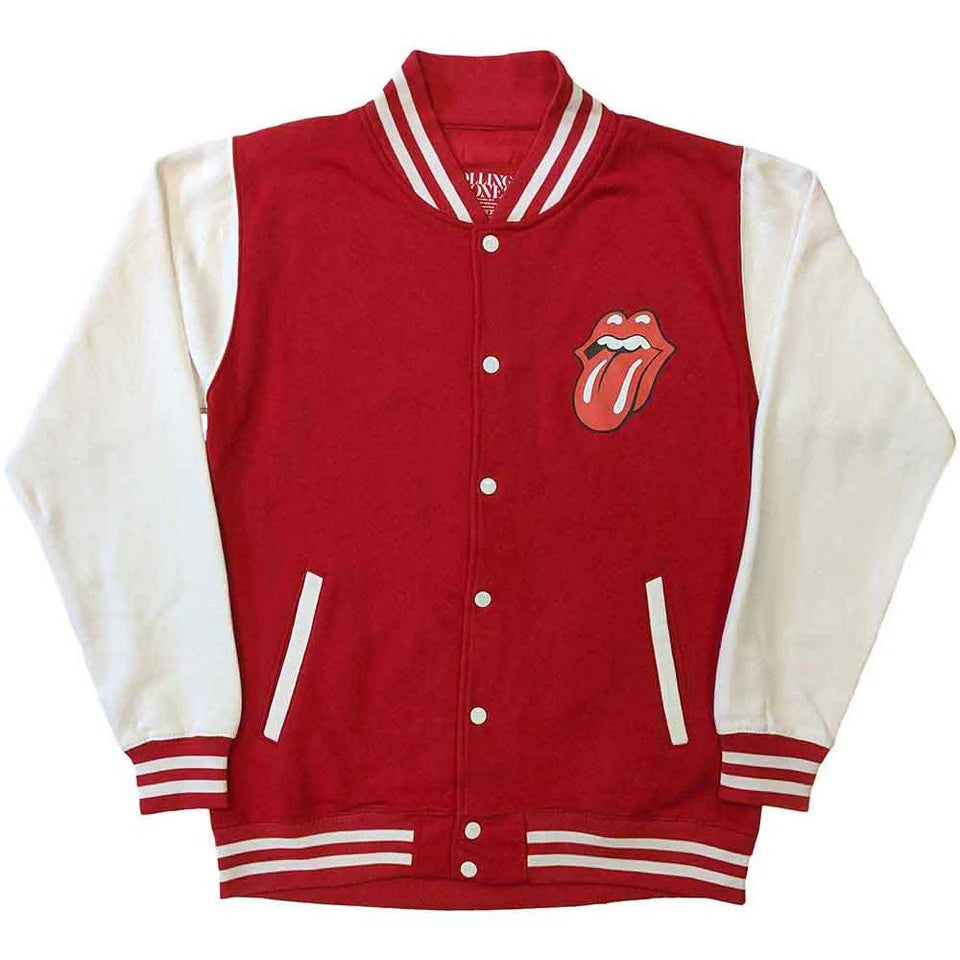 The Rolling Stones Unisex Varsity Jacket Classic Tongue (Back) Red/White (XL)