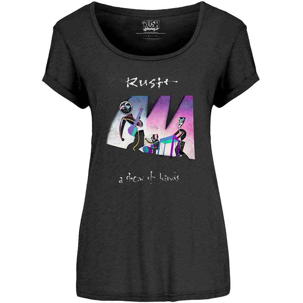 Rush Ladies T-Shirt Show of Hands (Scoop Neck) Black (XL)