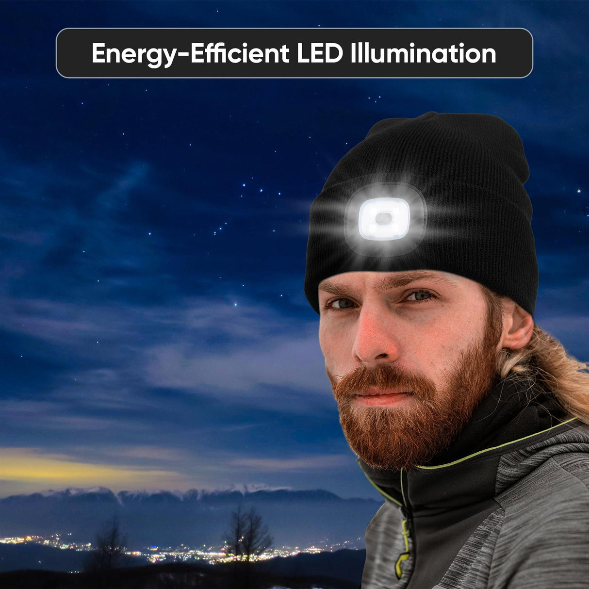 Knit Beanie Hat 4 LED Head Lamp Light Cap Outdoor Hunting Camping Fishing