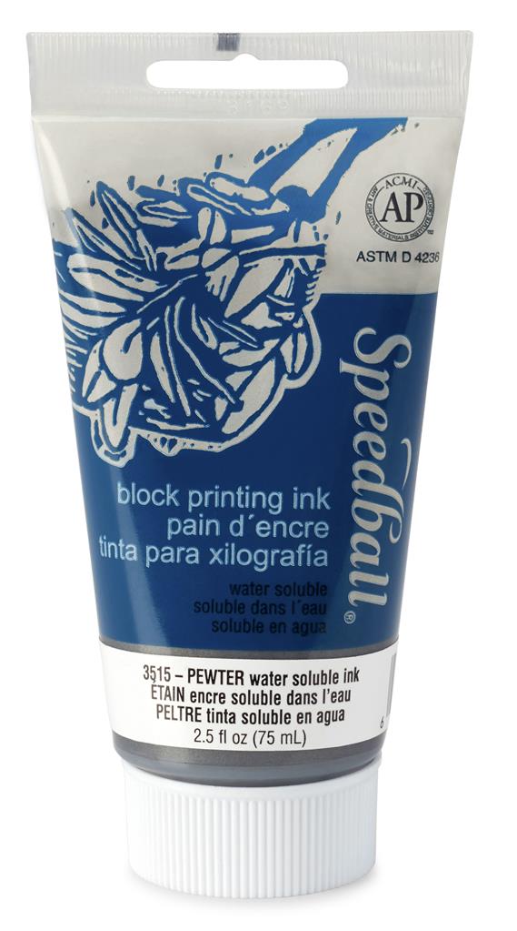 Speedball Water-Soluble Block Printing Ink Pewter 75ml (3515)