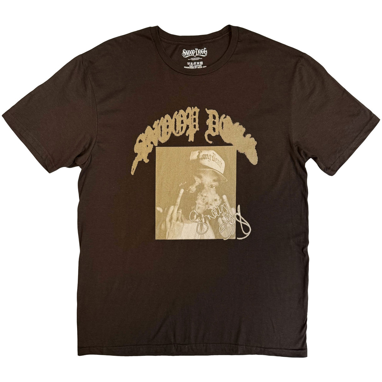 Snoop Dogg Unisex T-Shirt Middle Finger Brown (L)