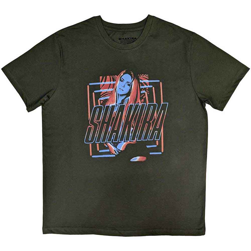 Shakira Unisex T-Shirt Squares and Logo Green (XXL)