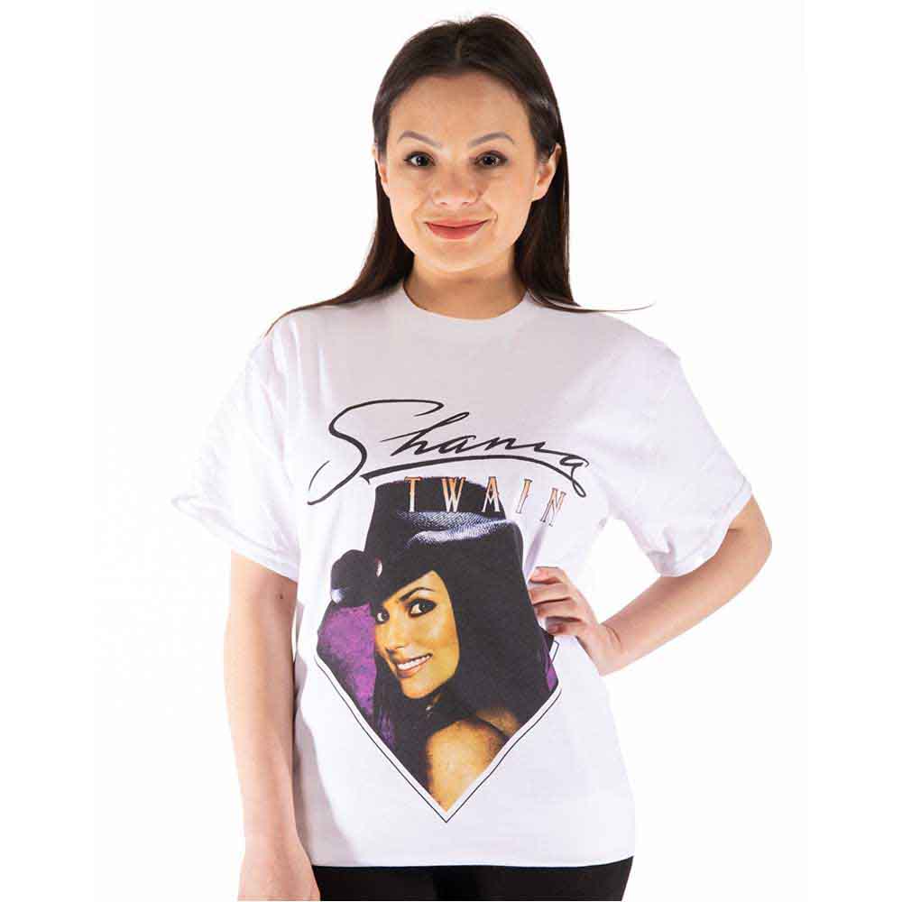 Shania Twain Unisex T-Shirt Purple Photo White (M)