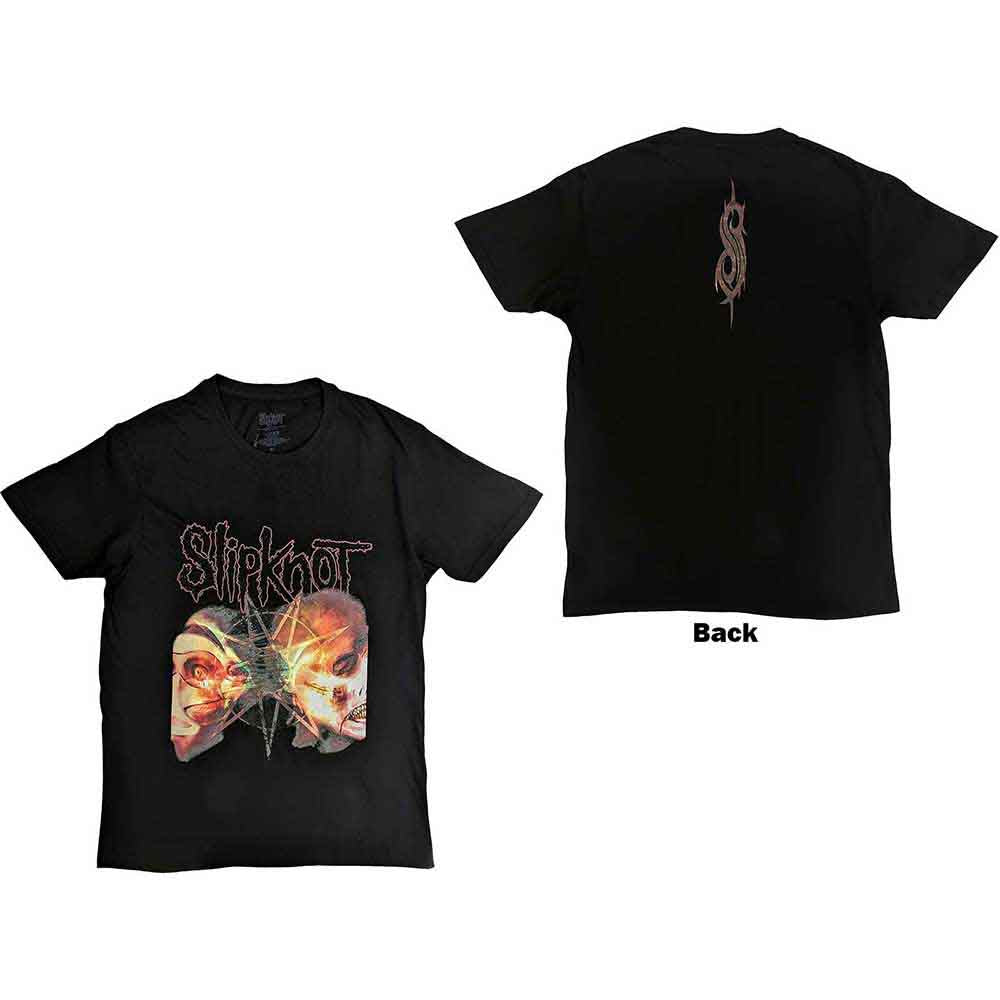 Slipknot Unisex T-Shirt 2 Faces (Back Print) Black (M)
