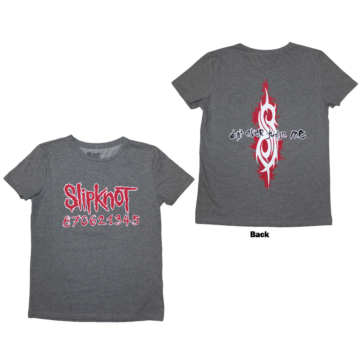 Slipknot Ladies T-Shirt Don't Ever Judge Me (Back Print) Grey (S)