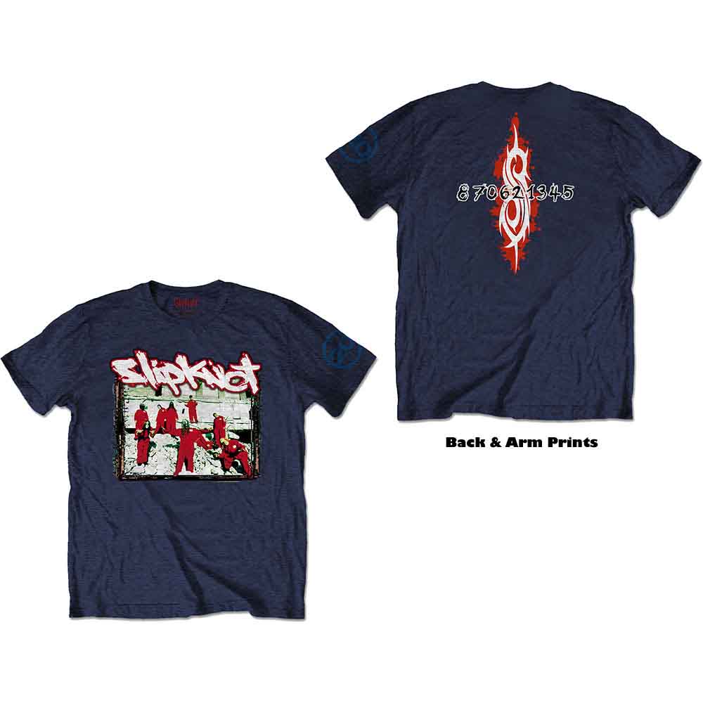 Slipknot Unisex T-Shirt 20th Anniversary Red Jump Suits (Back Print) Blue (S)