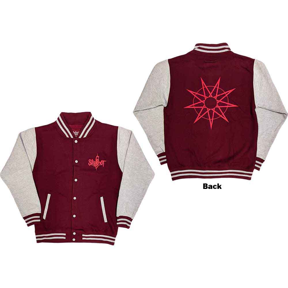 Slipknot Unisex Varsity Jacket 9 Point Star (Back Print) Red/Grey (S)