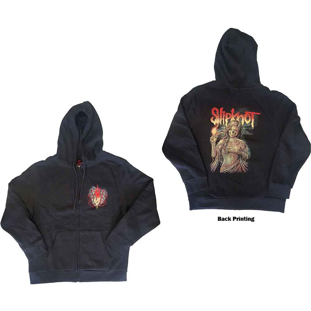 Slipknot Unisex Zipped Hoodie Burn Me Away (Back Print) Grey (XL)