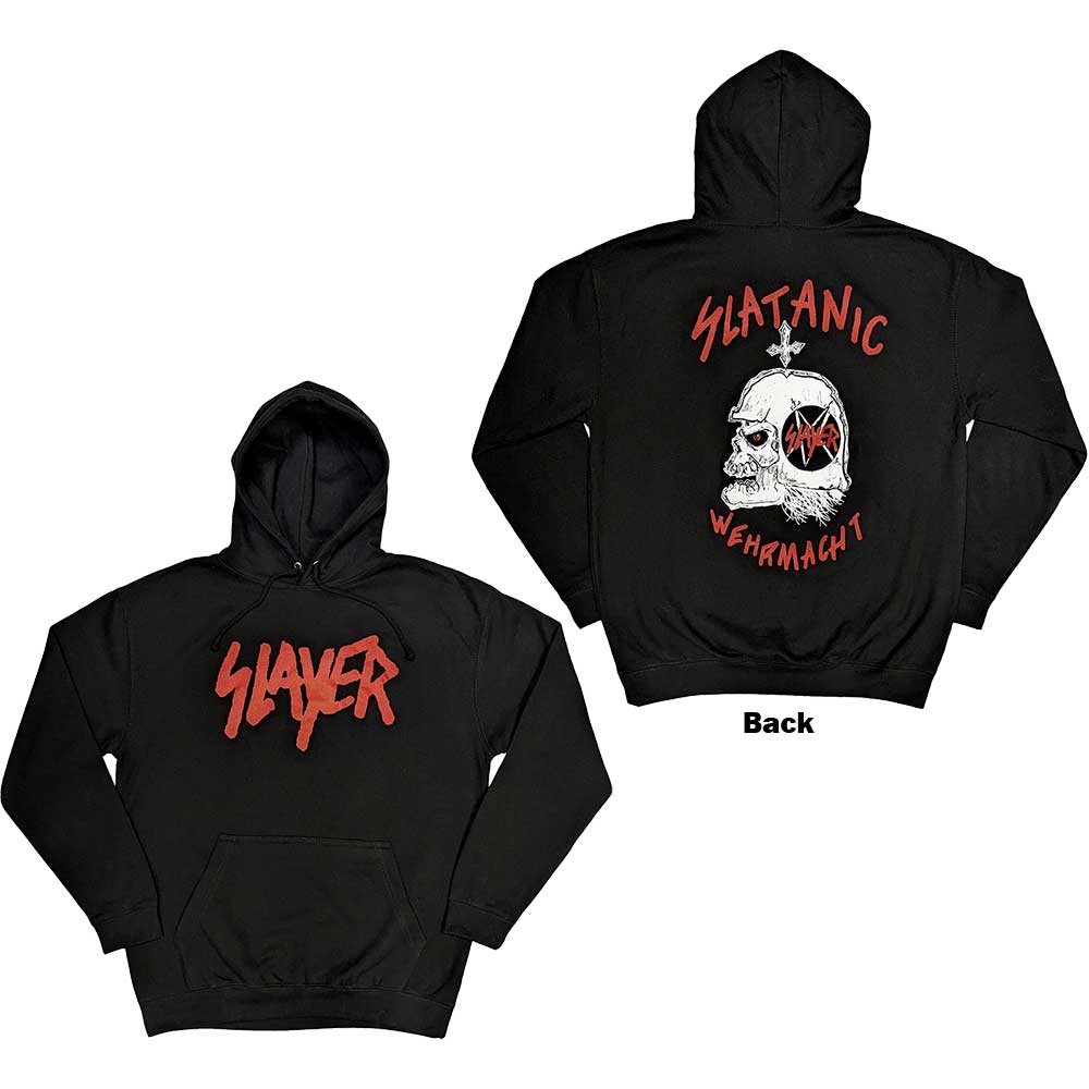 Slayer Unisex Pullover Hoodie Slatanic (Back Print) Black (M)