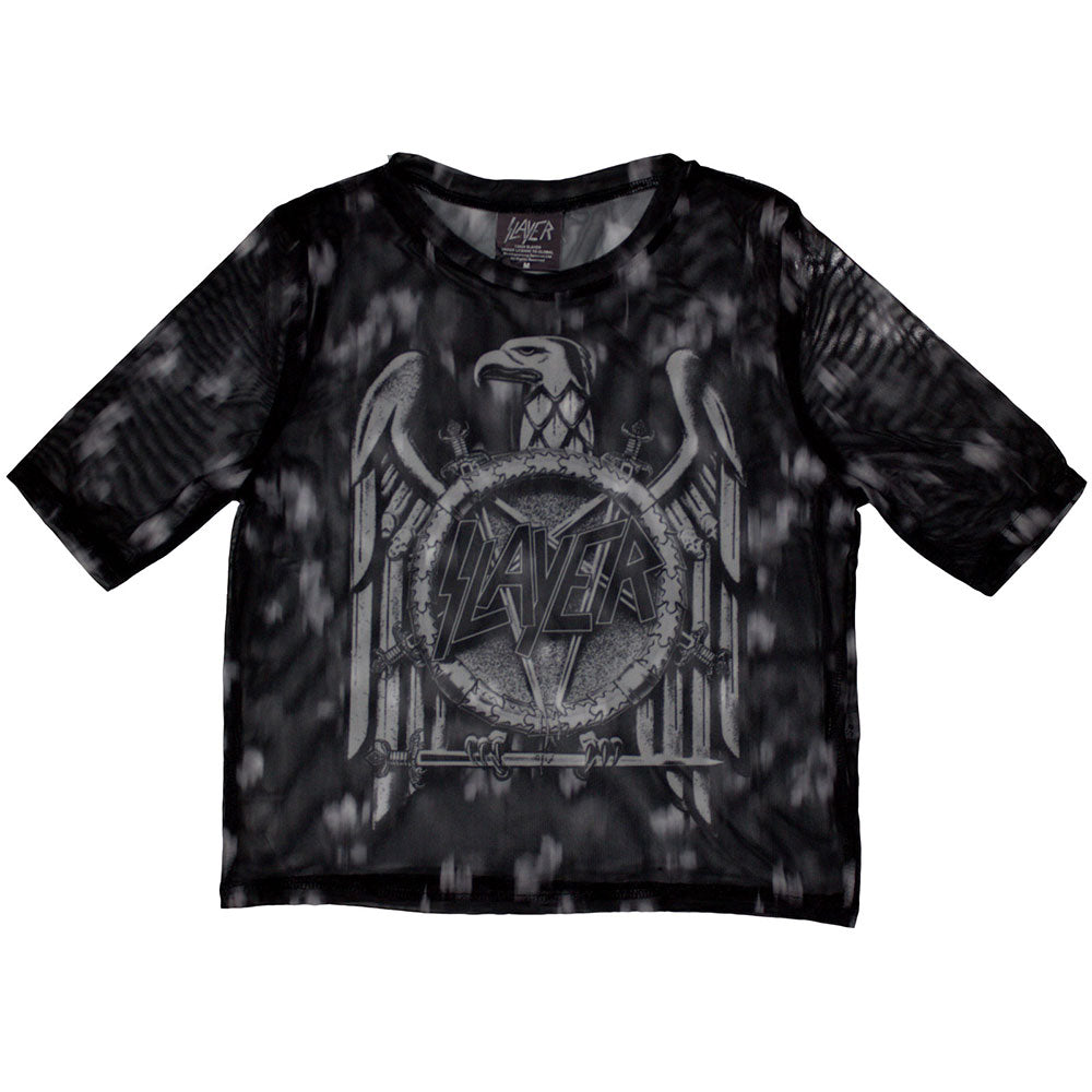 Slayer Ladies Crop Top Mono Eagle (Mesh) Black (XS)