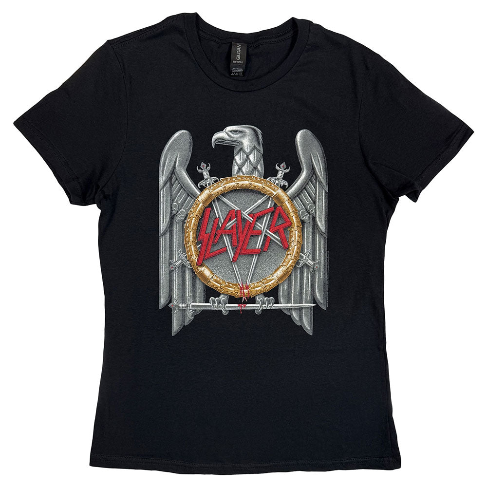 Slayer Ladies T-Shirt Silver Eagle Black (XL)