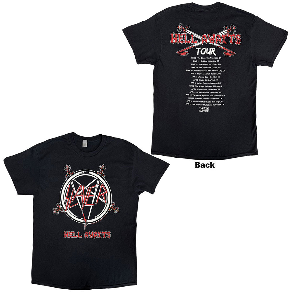 Slayer Unisex T-Shirt Hell Awaits Tour (Back Print) Black (XXL)