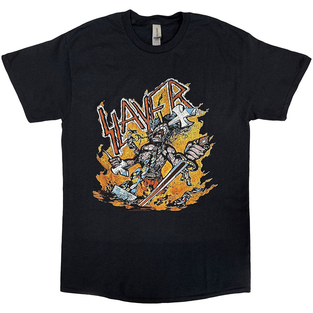 Slayer Unisex T-Shirt Cartoon Flames Black (S)