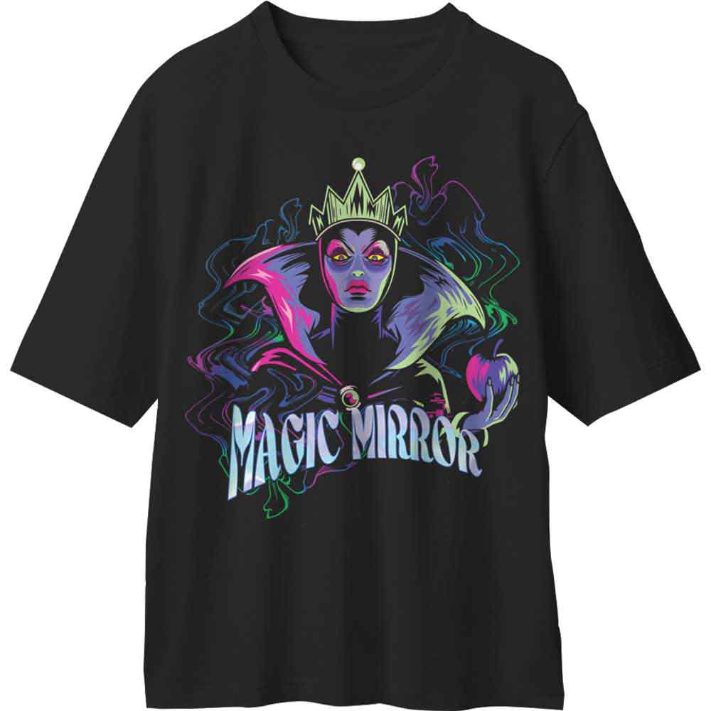 Disney Unisex T-Shirt Sleeping Beauty Evil Queen Mirror Black (XL)