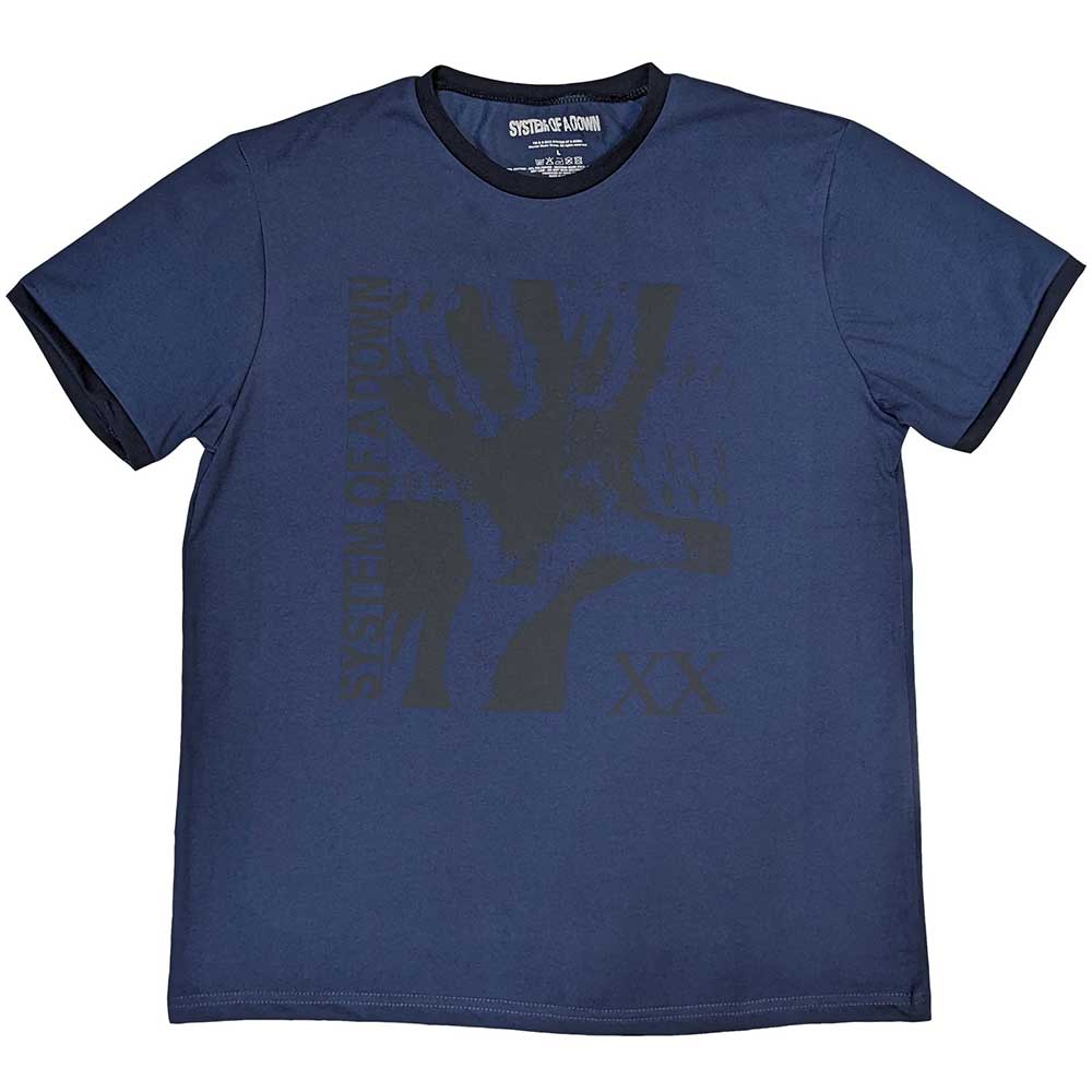 System Of A Down Unisex Ringer T-Shirt Intoxicated Blue (XXL)