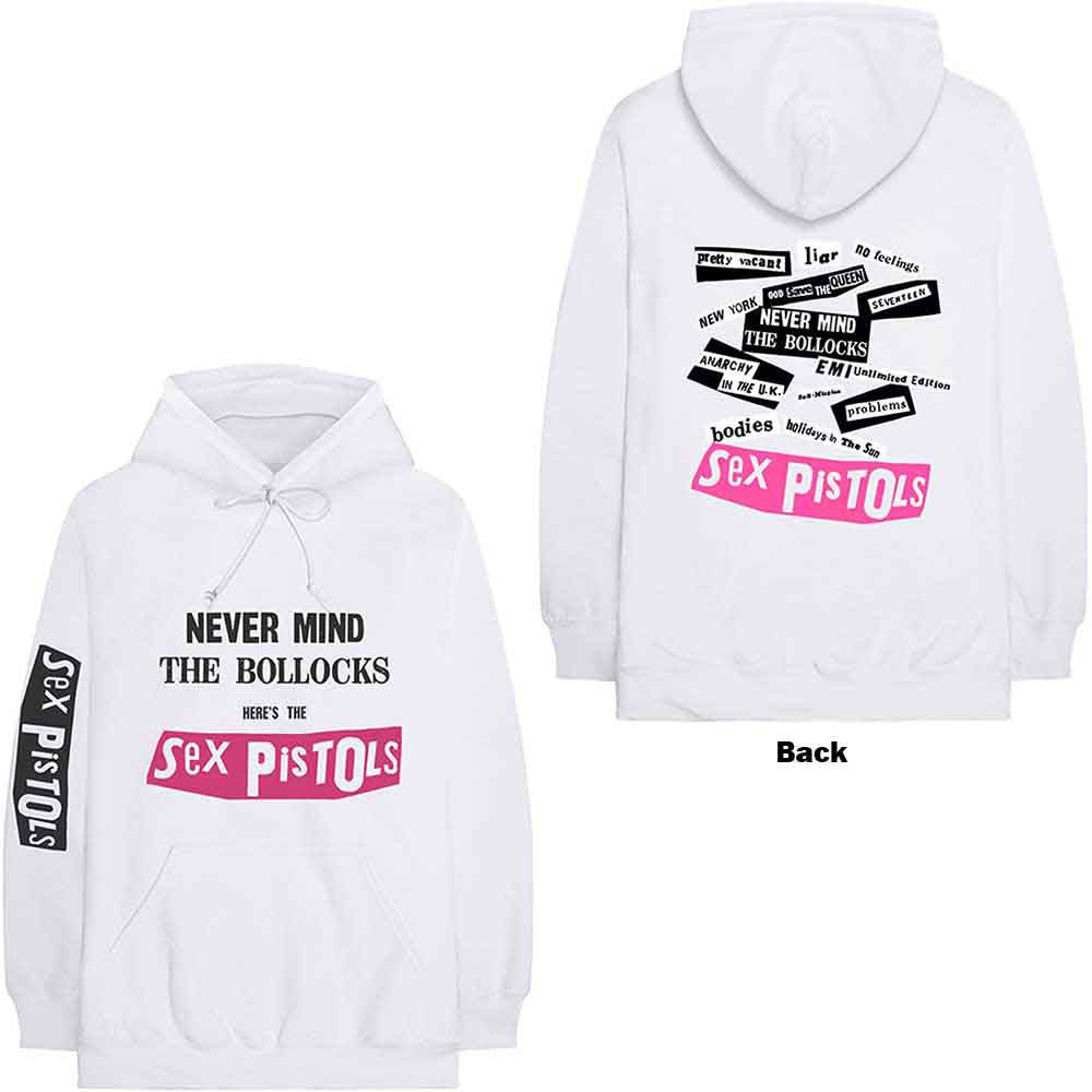 The Sex Pistols Unisex Pullover Hoodie Never Mind The Bol**cks White (XXL)