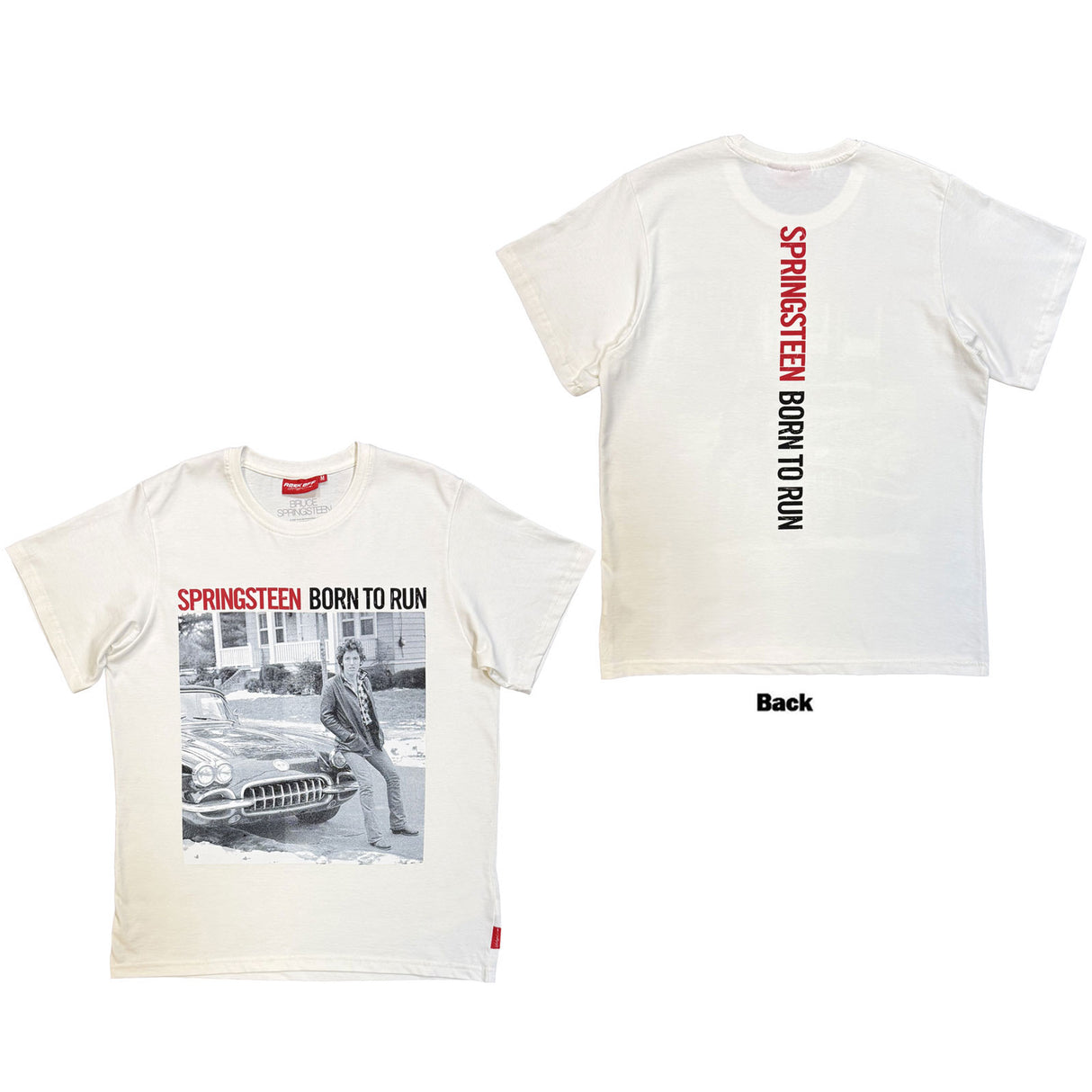 Bruce Springsteen Unisex Unplugged T-Shirt Born To Run (Back Print) White (L)