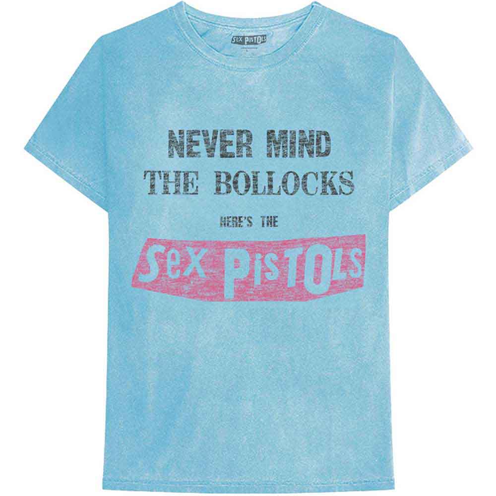 The Sex Pistols Unisex T-Shirt Never Mind the Bol**cks Distressed Blue (L)