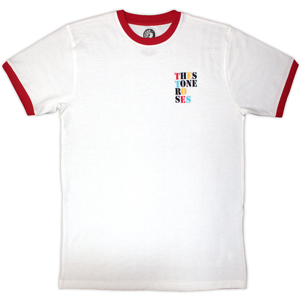 The Stone Roses Unisex Ringer T-Shirt Side Text Ringer White (L)