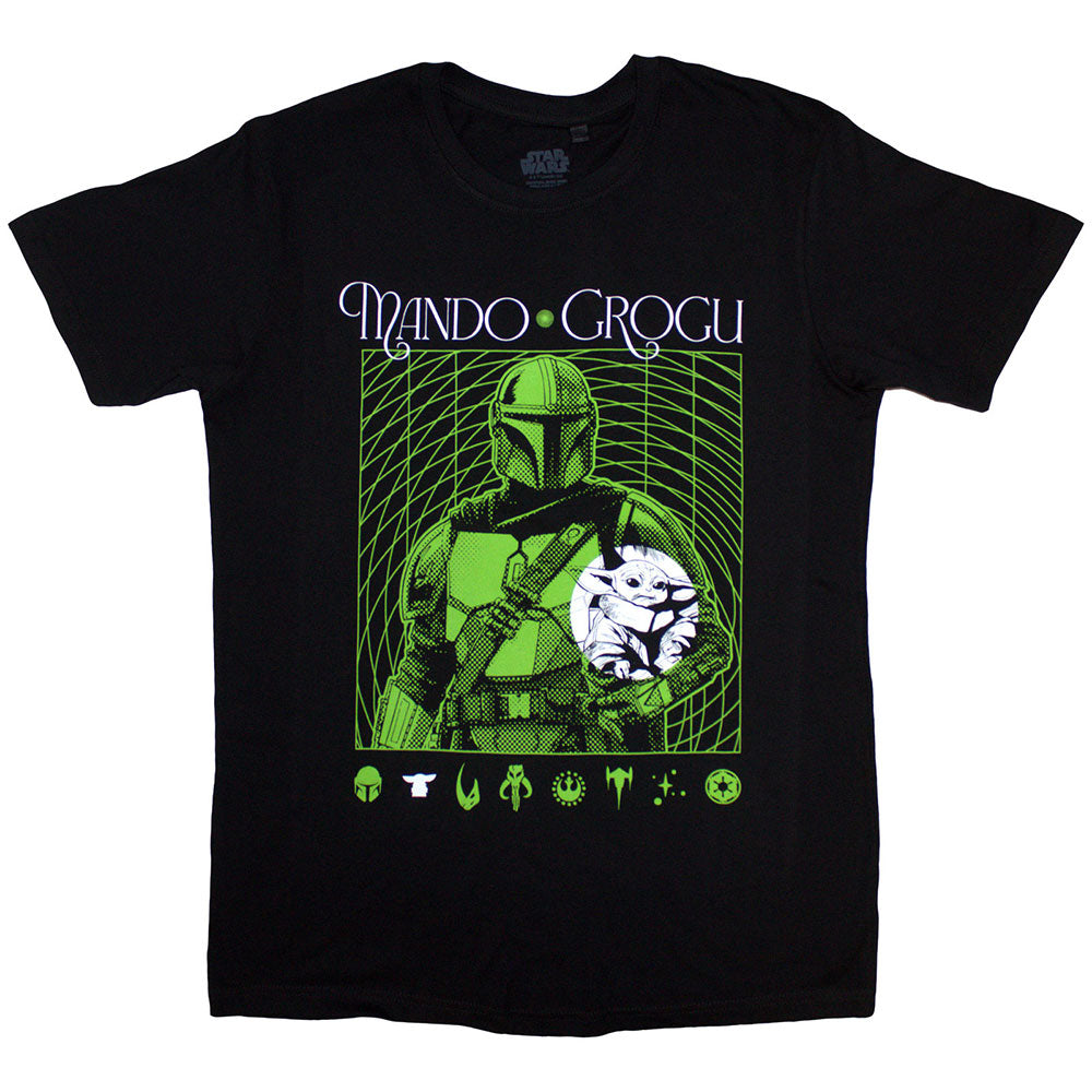 Star Wars Unisex T-Shirt The Mandalorian Mando & Grogu Neon Black (M)