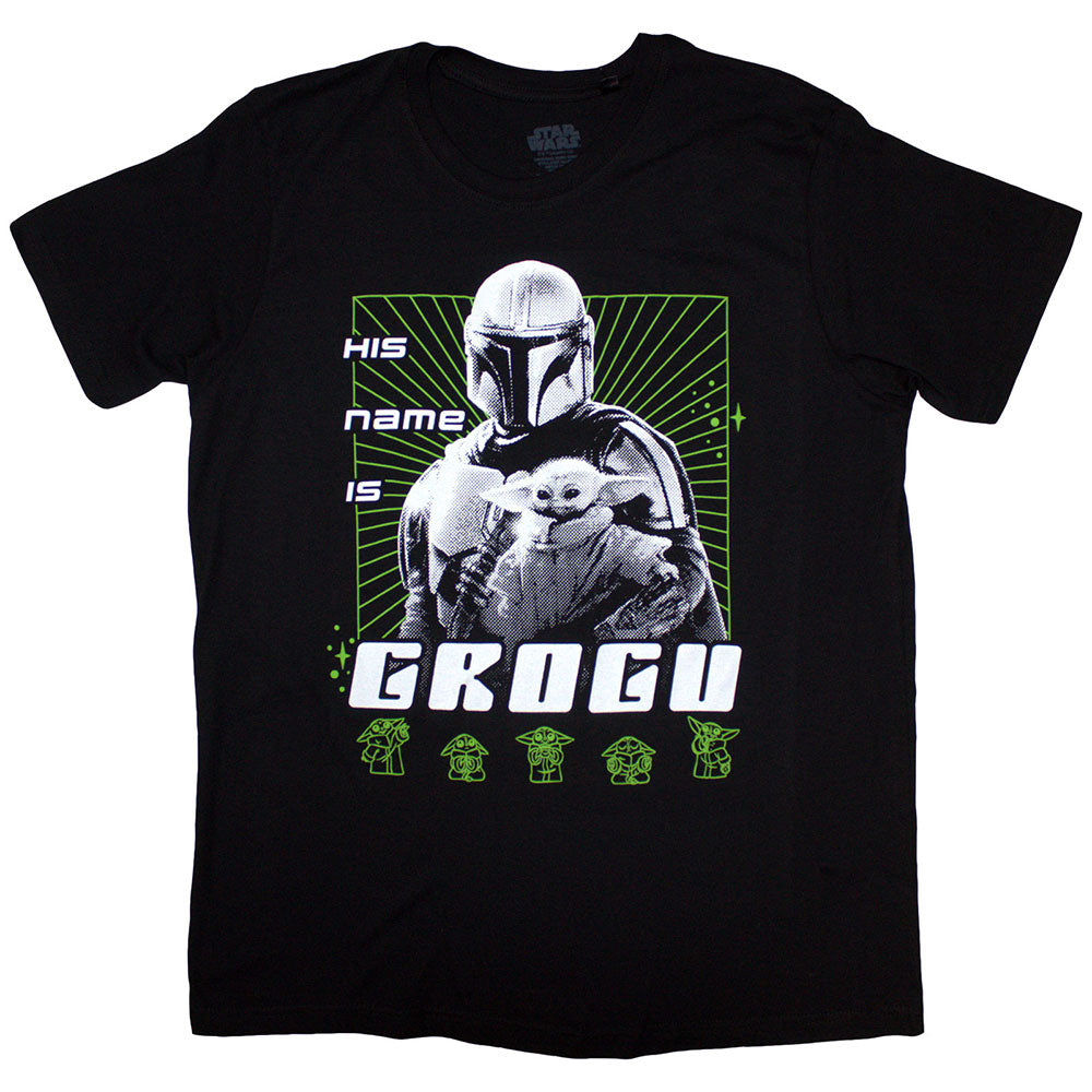 Star Wars Unisex T-Shirt The Mandalorian His Name Is Grogu Black (L)