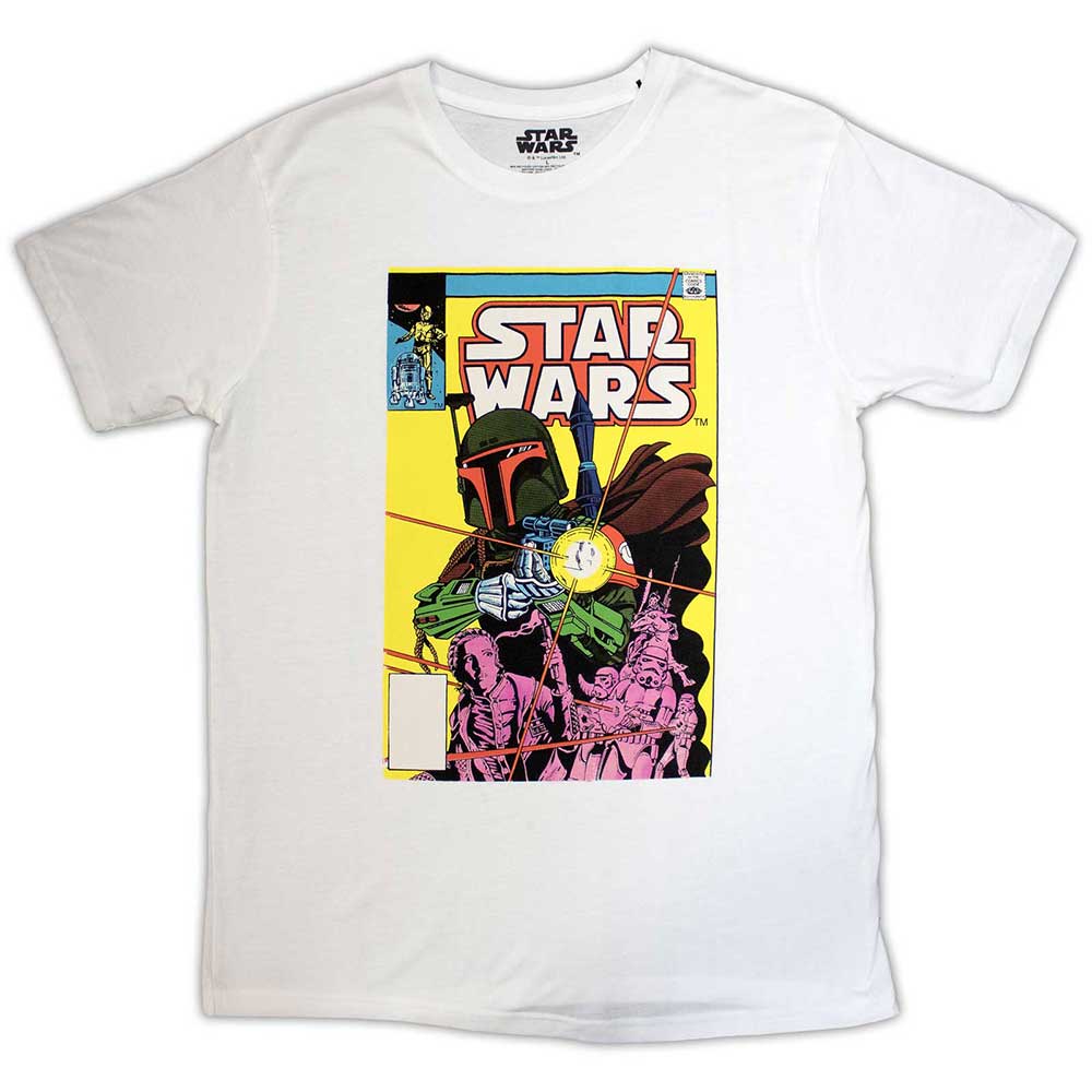 Star Wars Unisex T-Shirt Boba Fett Comic Cover White (L)