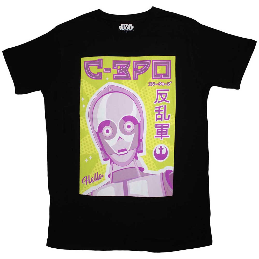 Star Wars Unisex T-Shirt C-3PO Japanese Black (M)