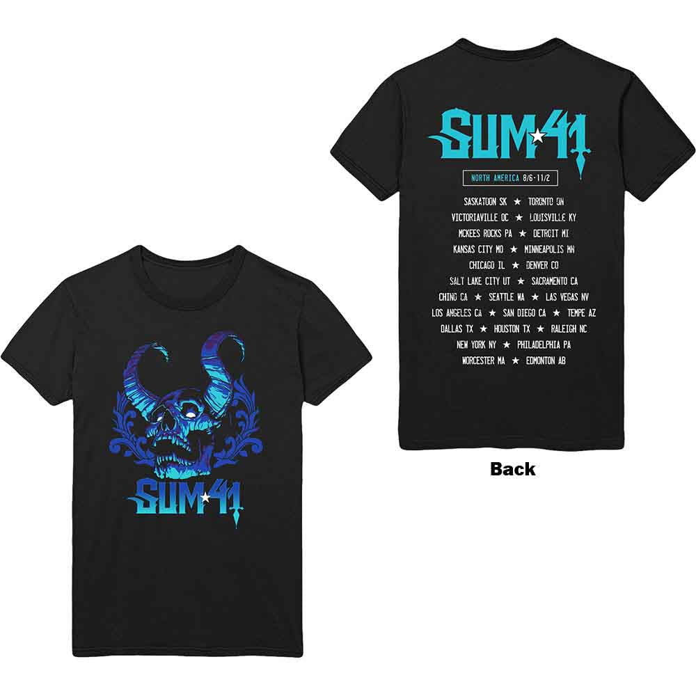 Sum 41 Unisex T-Shirt Blue Demon (Back Print) Black (L)