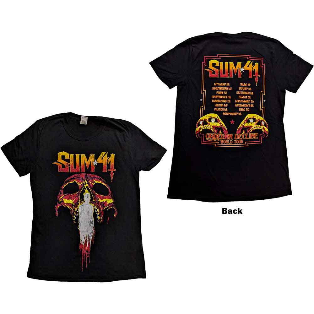 Sum 41 Unisex T-Shirt Order In Decline Tour 2020 Candle Skull Black (M)