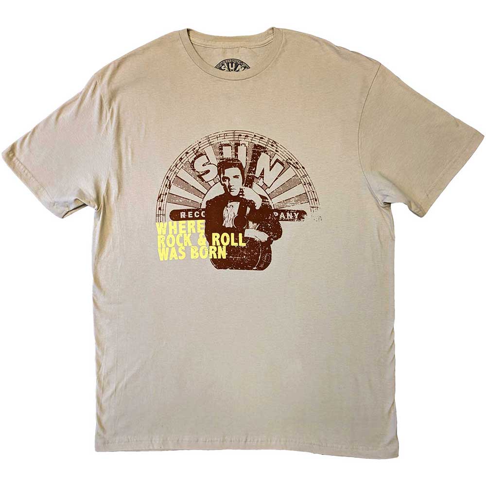 Sun Records Unisex T-Shirt Elvis Where R&R Was Born Sand (M)