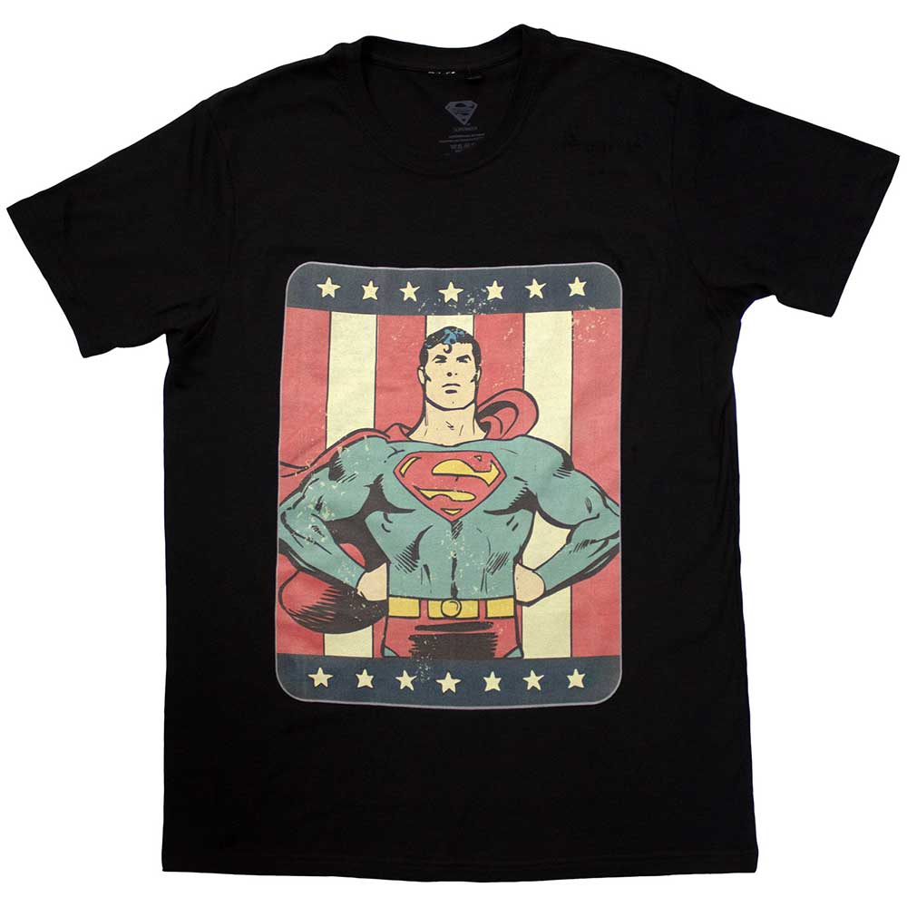 DC Comics Unisex T-Shirt Superman Stripes Black (L)