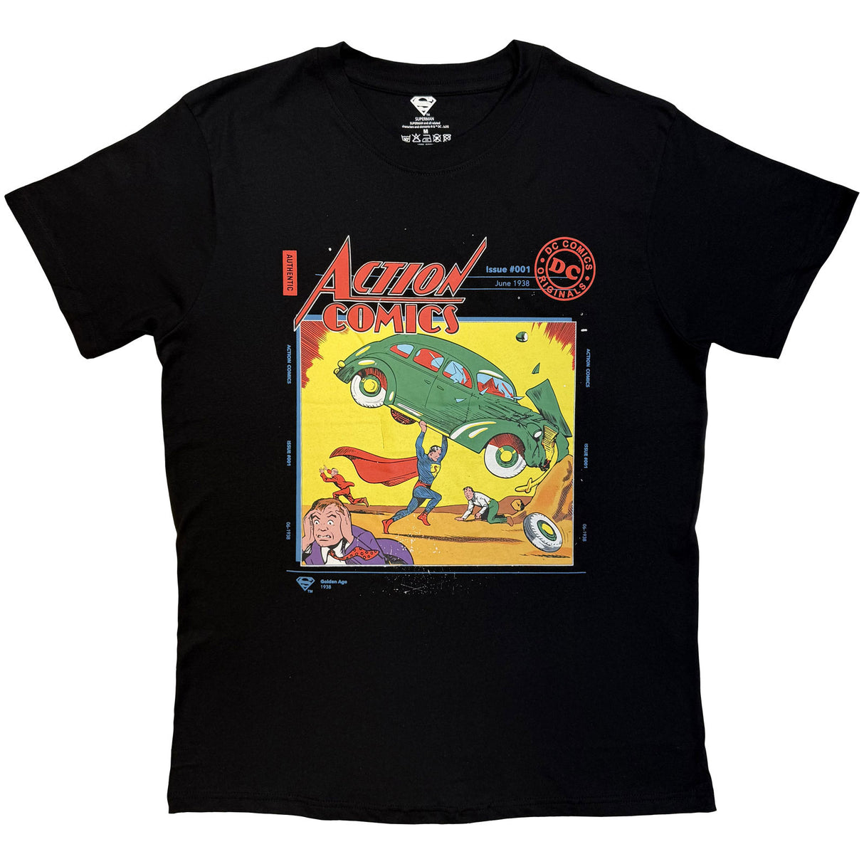 DC Comics Unisex T-Shirt Superman Car Black (S)