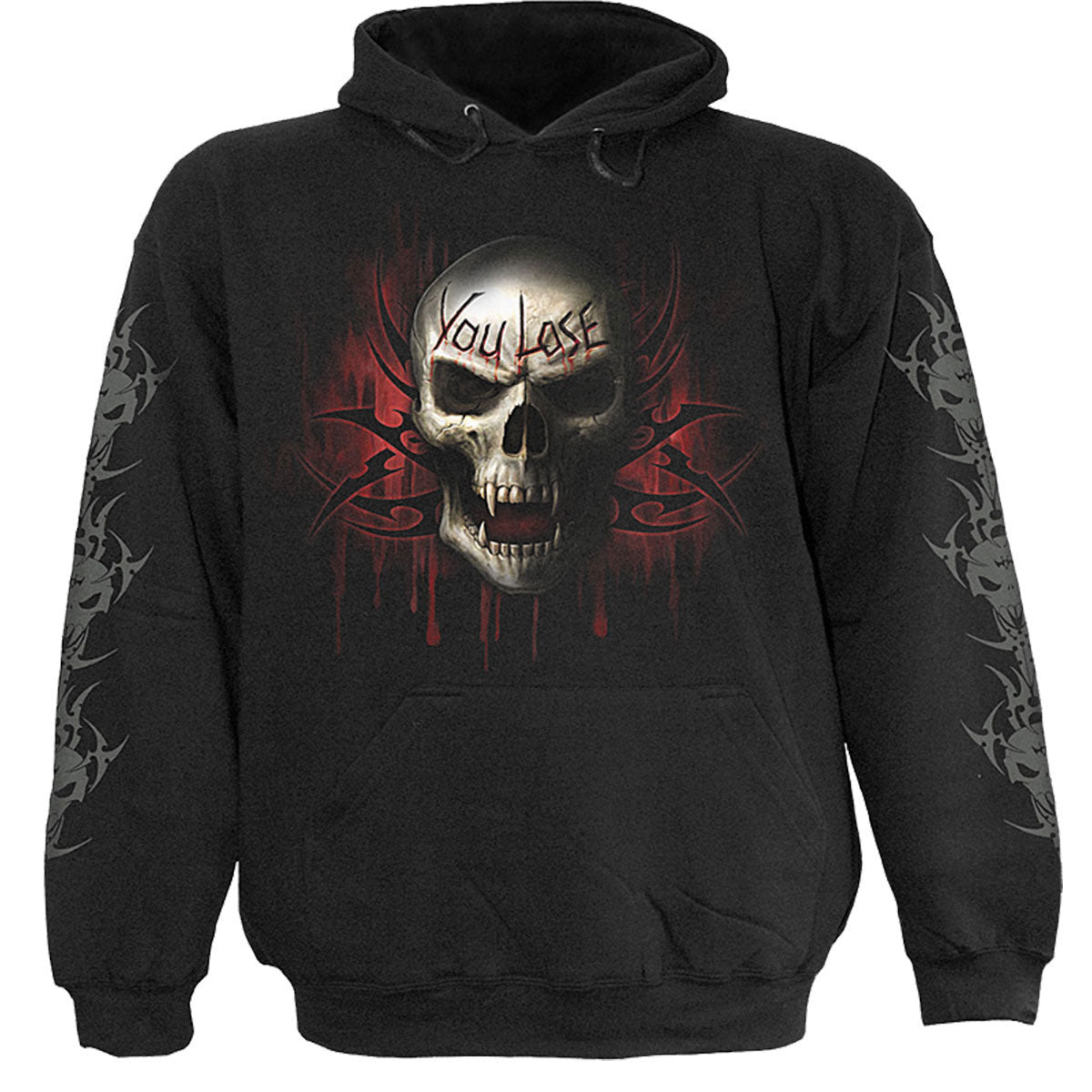 Spiral Kids Pullover Hoodie Game Over (Back & Sleeve Print) Black (L)