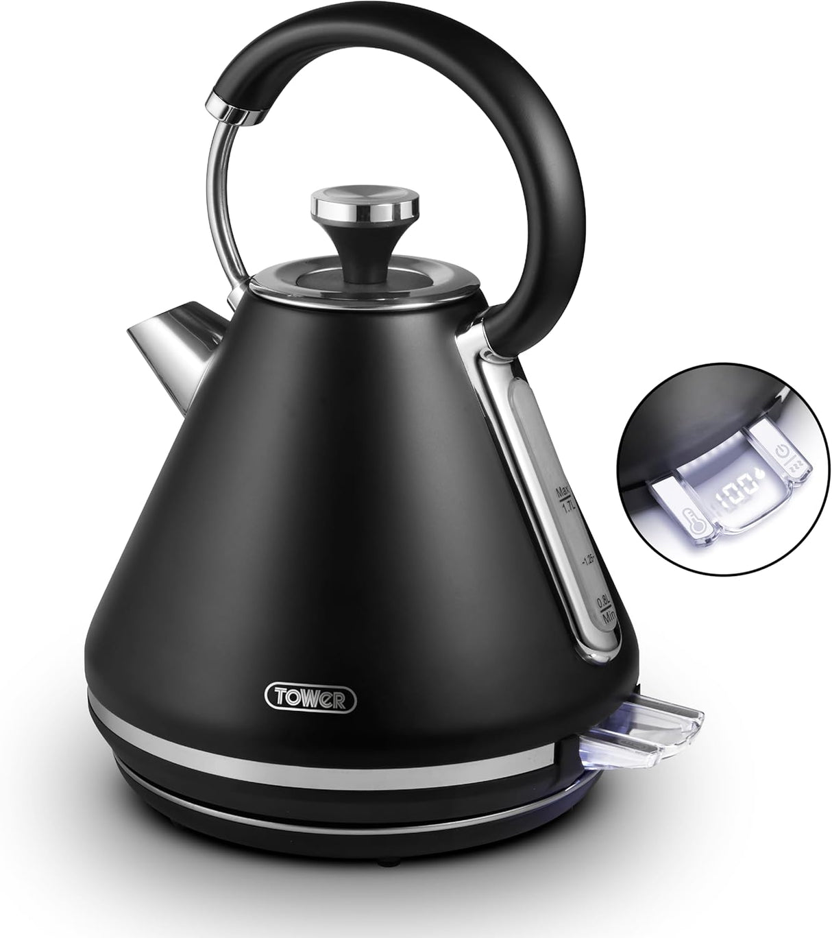 Tower T10087BLK Mirage 1.7L 3000W Pyramid Kettle Black