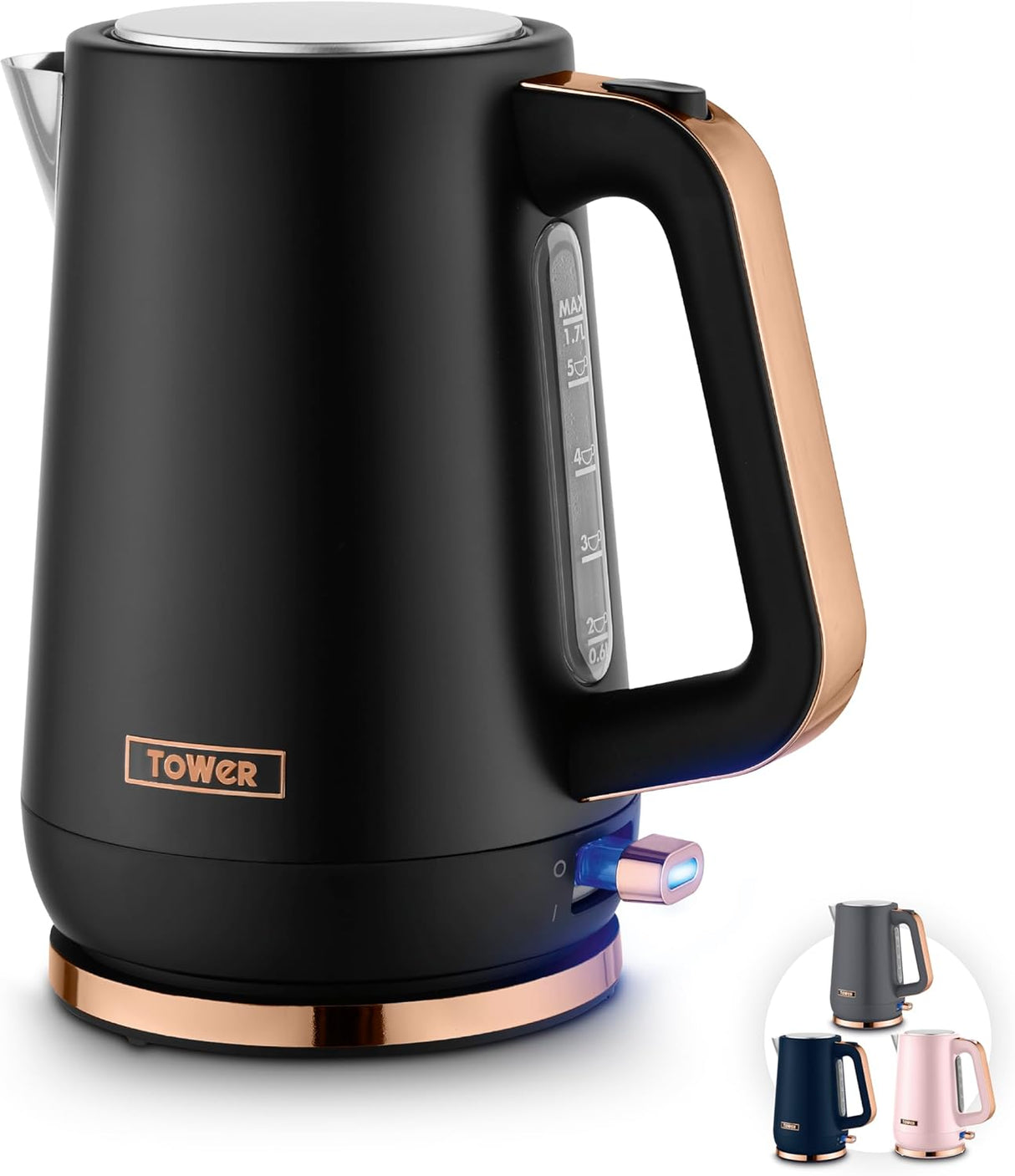 Tower T10100RG Cavaletto 1.7L 3000W Jug Kettle Black/Rose Gold