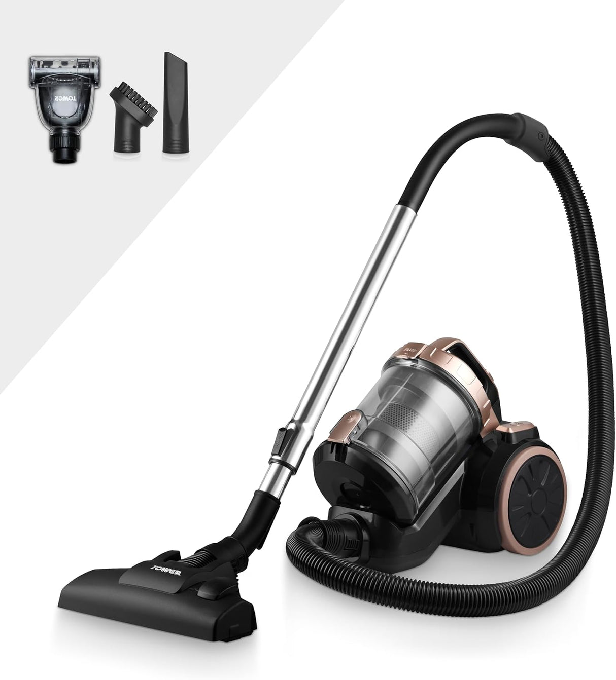 Tower RXP10PET 1.5L Cylinder Vacuum Cleaner Black/Blush Gold