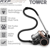 Tower RXP10PET 1.5L Cylinder Vacuum Cleaner Black/Blush Gold