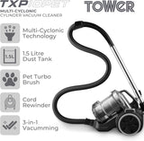 Tower TXP10PET 1.5L Cylinder Vacuum Cleaner Black/Platinum