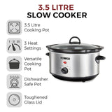 Tower T16039Y 3.5L Slow Cooker Stainless Steel