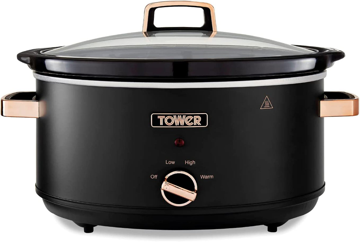 Tower Cavaletto T16043BLK 6.5L Slow Cooker Black/Rose Gold