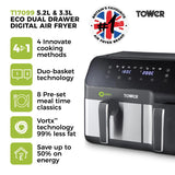 Tower Vortx T17099 8.5L Digital Dual Basket Air Fryer Black