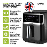 Tower Vortx T17101 7.0L Digital Basket Air Fryer with Steamer Black