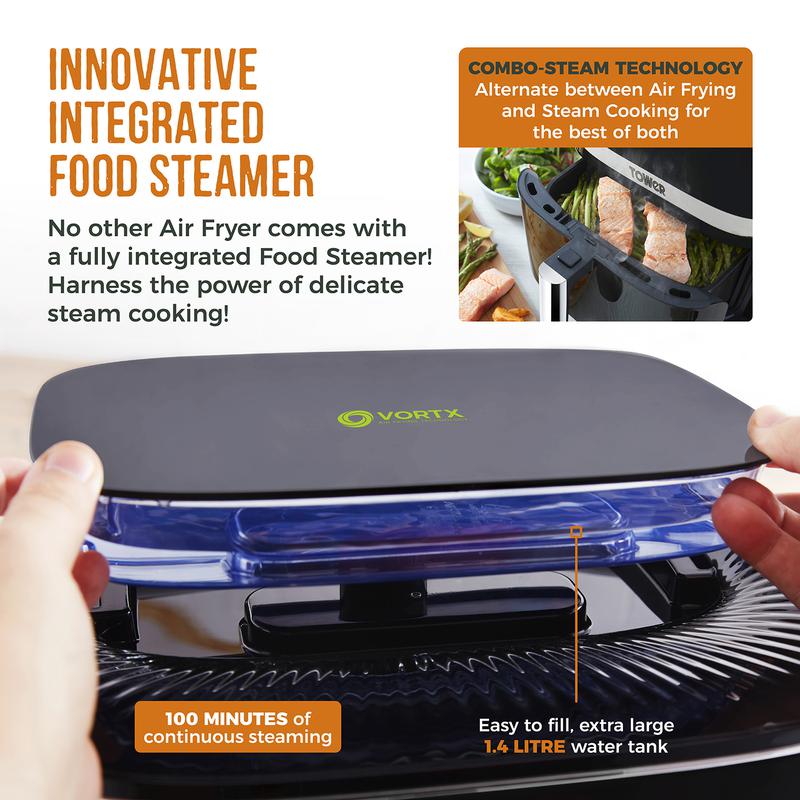 Tower Vortx T17101 7.0L Digital Basket Air Fryer with Steamer Black