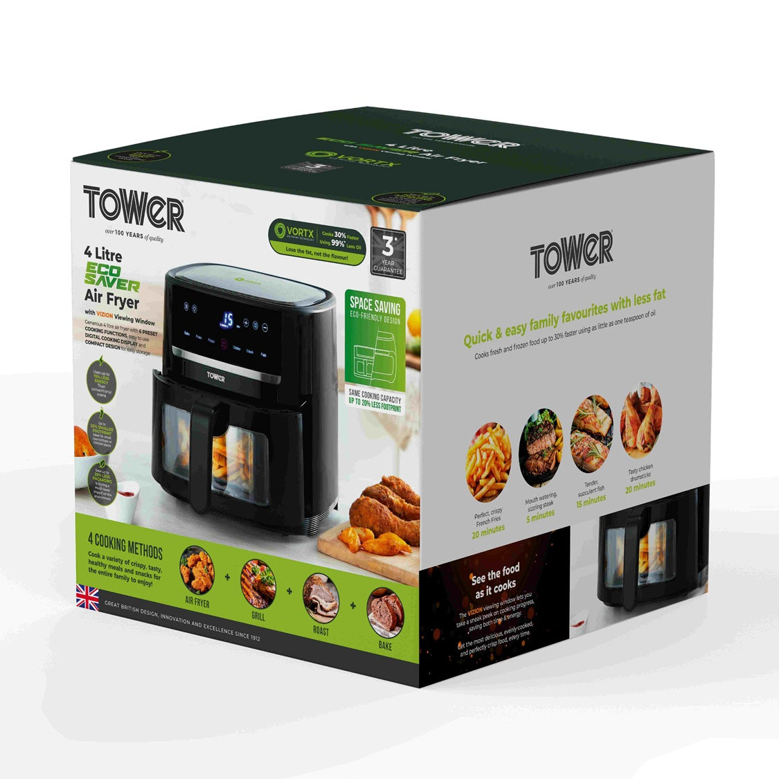 Tower Vortx Vizion T17116 4.0L Digital Basket Air Fryer Black