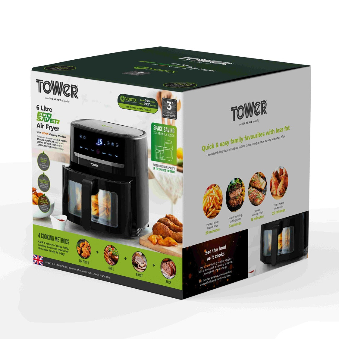 Tower Vortx Vizion T17117 6.0L Digital Basket Air Fryer Black