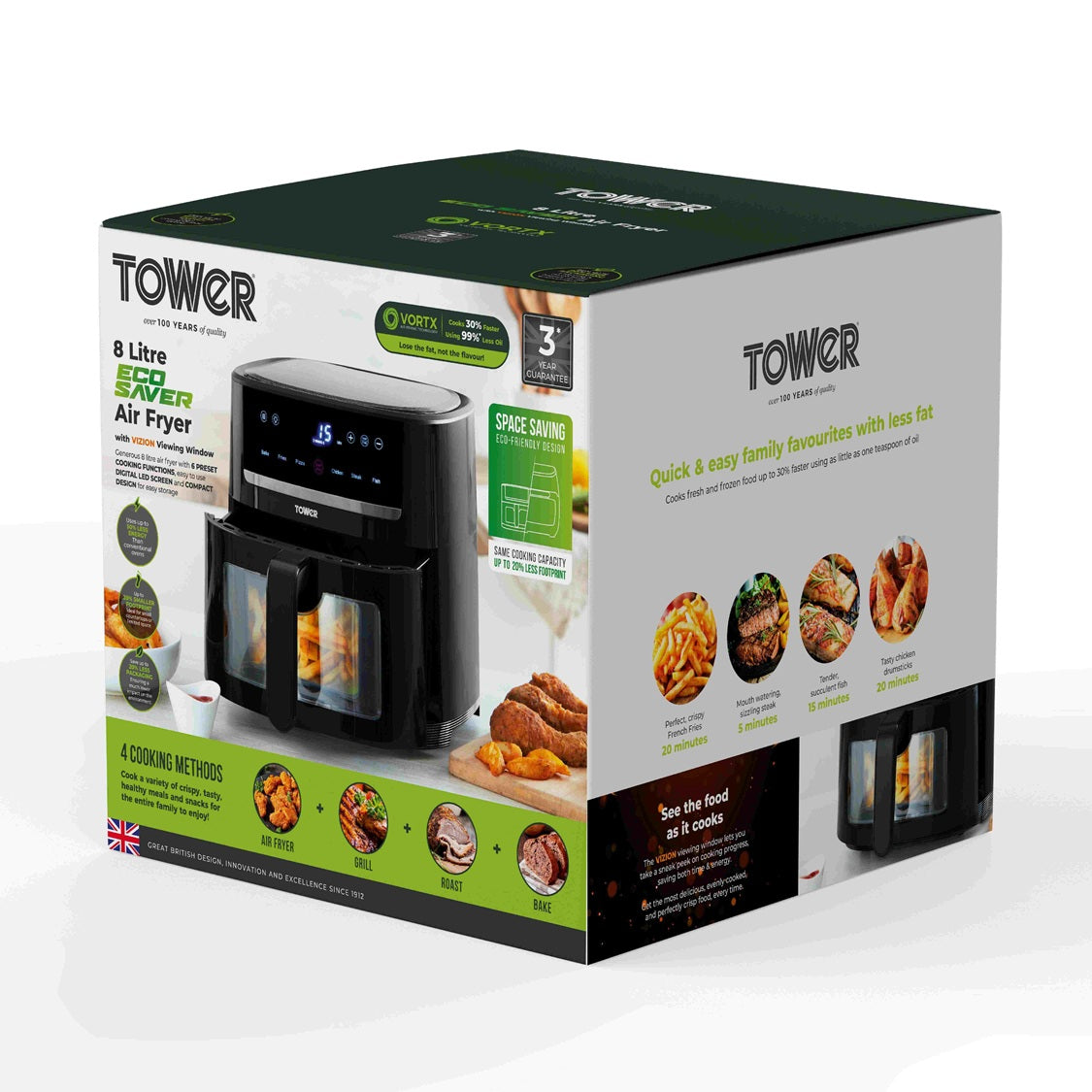 Tower Vortx Vizion T17118 8.0L Digital Basket Air Fryer Black