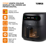 Tower Vortx Vizion T17123  7.5L Digital Basket Air Fryer Black