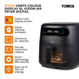 Tower Vortx Vizion T17124 6.0L Digital Basket Air Fryer Black