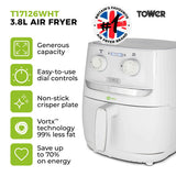 Tower Vortx T17126WHT 3.8L Manual Basket Air Fryer White/Silver